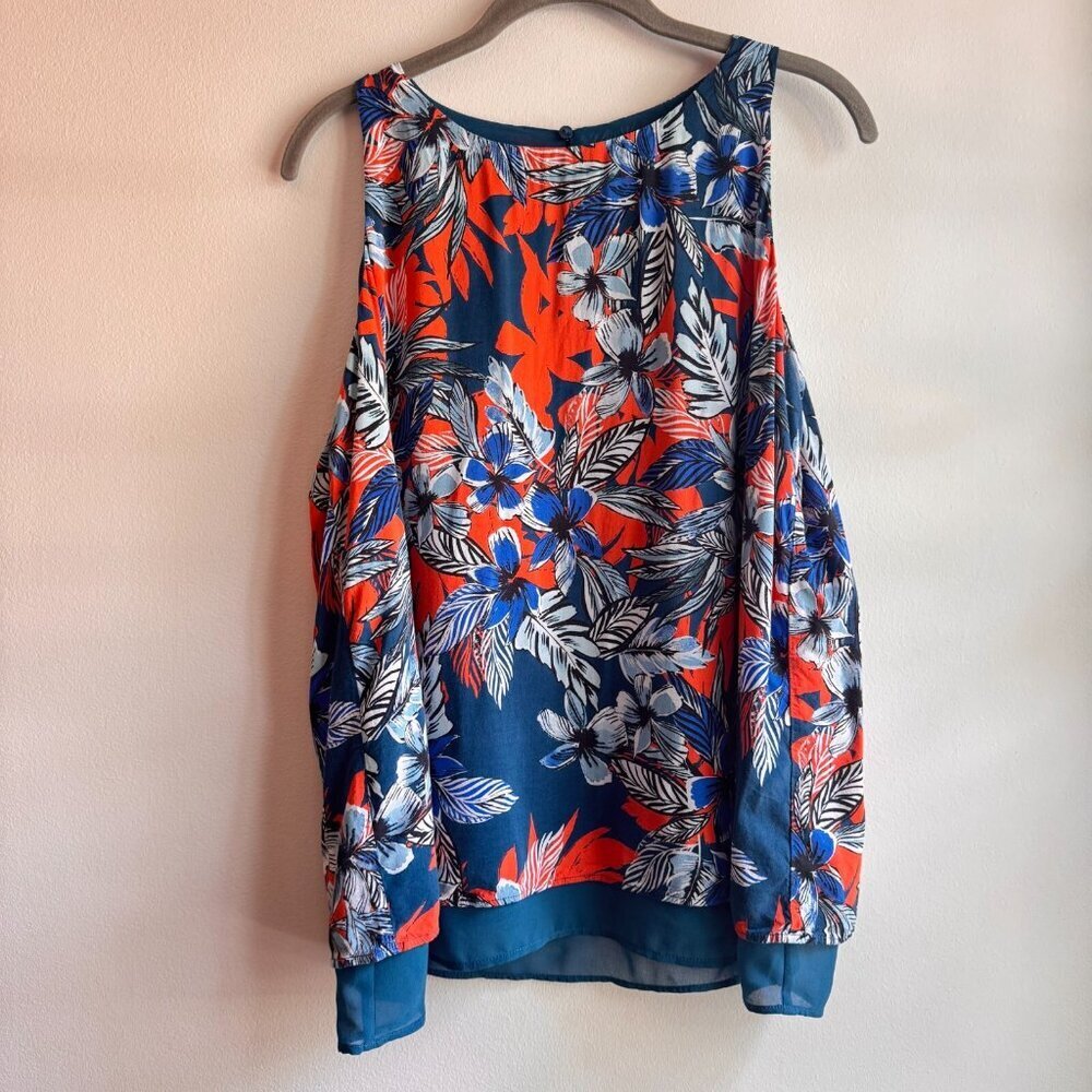 Promod Floral Tank Top - Blue and Red